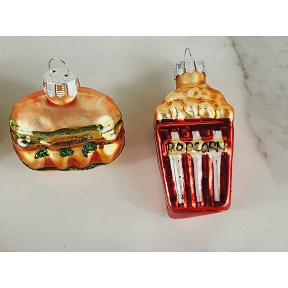Christmas Mini Blown Glass Tree Ornament Fast Food Pop Corn Hot Dog 90s x11 - Picture 9 of 13